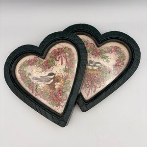 Barbara Mock Green Heart Shaped Homco Frames Birds Cottagecore Grandma core